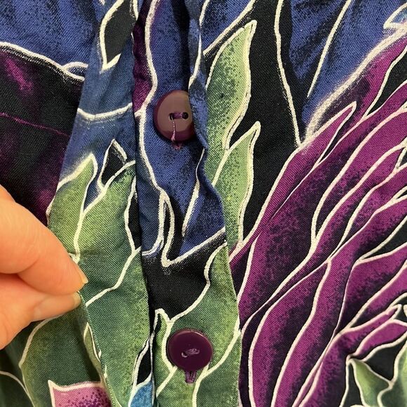 Bali Maximalist Purple Blue Floral Summer 2-Piece Wide Leg Casual Pant Set - Picture 4 of 10